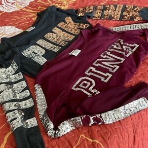 Victoria's Secret Pink Sequin Tops - Gray and Burgundy